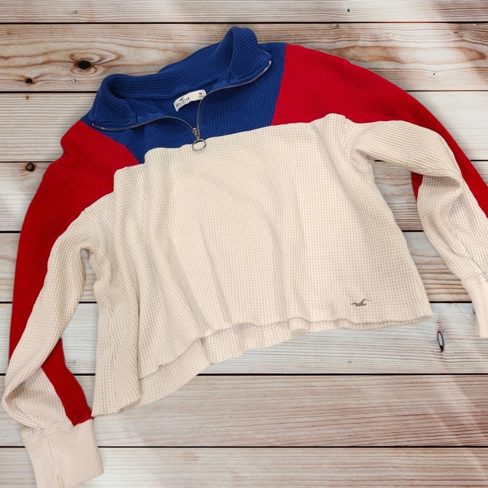 Hollister Cut Off Cropped Cotton Pull Over Shirt Size Medium